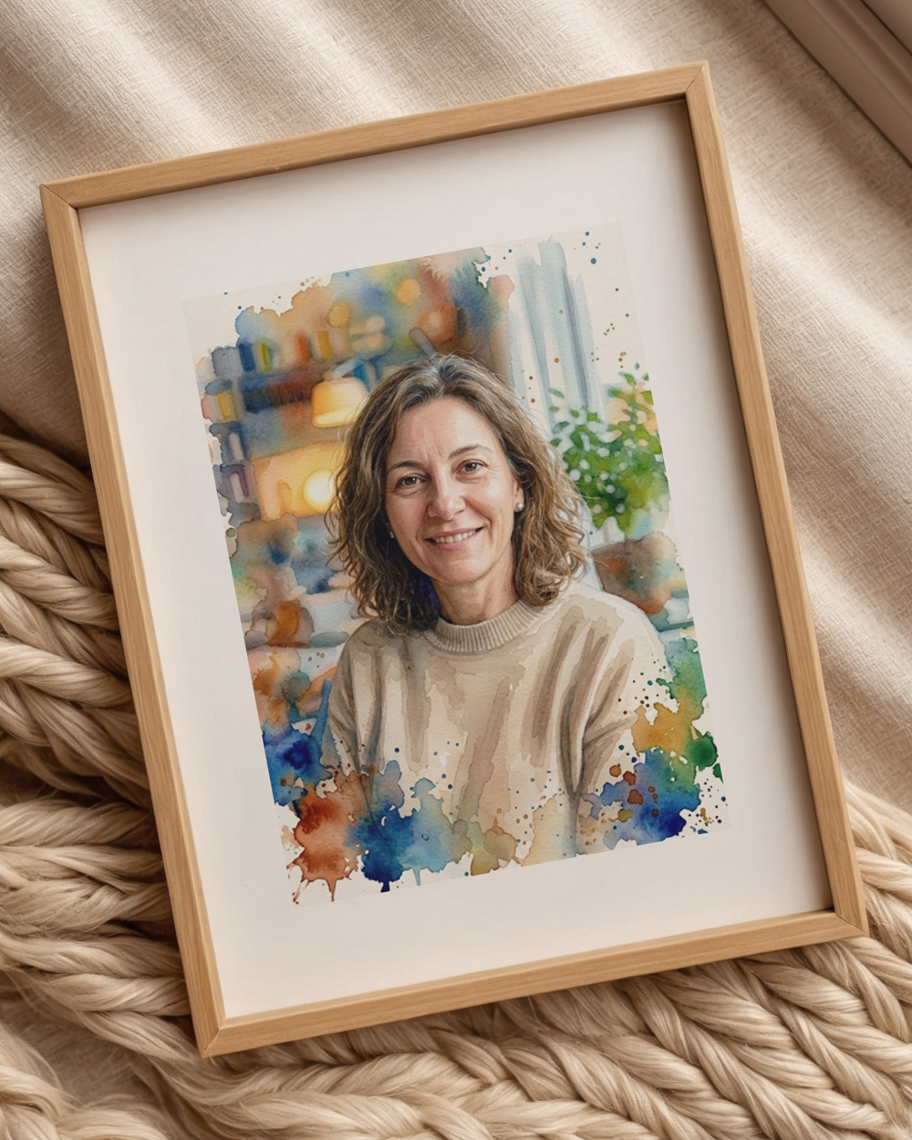 Acquerello Ritratto Donna Personalizzato Intelligenza Artificiale Su Misura