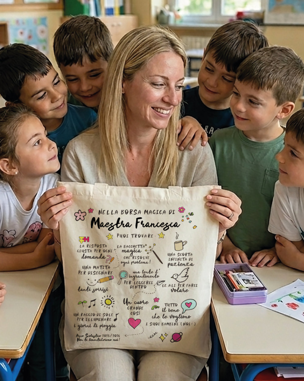 shopper cotone personalizzata regalo maestra fine anno scuola