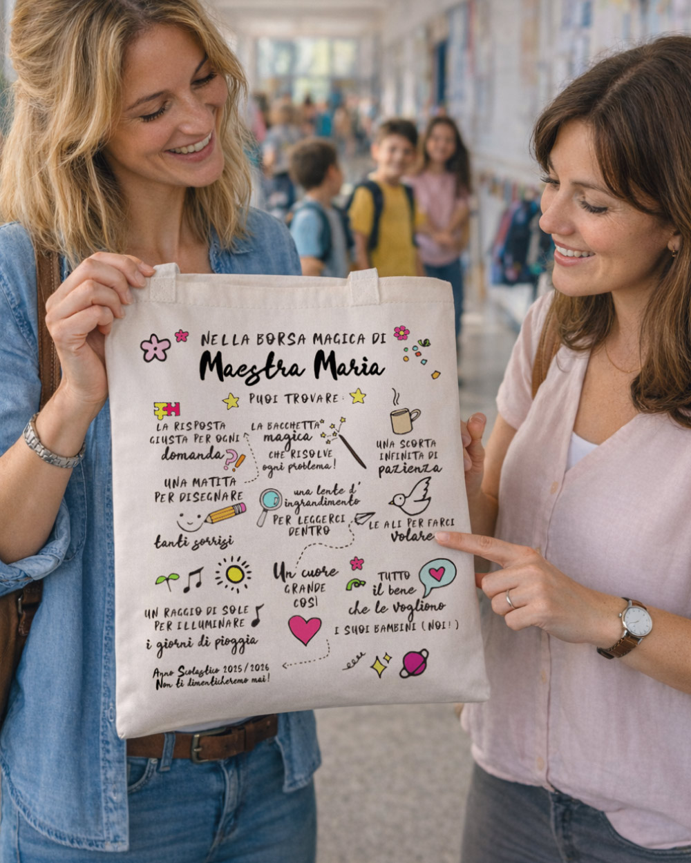 borsa maestra personalizzata con nome esempio configuratore