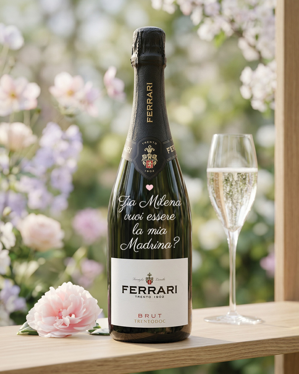 bottiglia vino personalizzata dedica stampata padrino madrina – varianti spumante champagne