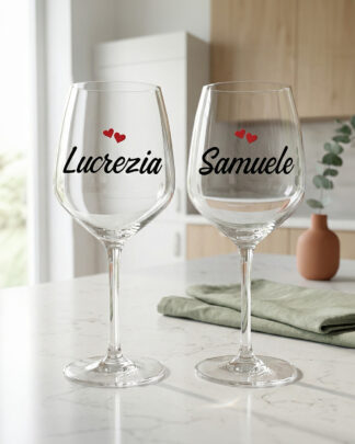 Coppia Calici Nomi Regalo Personalizzato Anniversario Compleanno