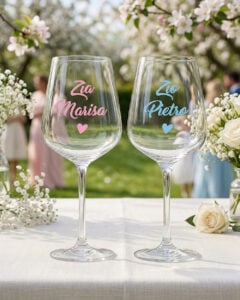 Coppia Calici Nomi Regalo Personalizzato Battesimo Padrino Madrina