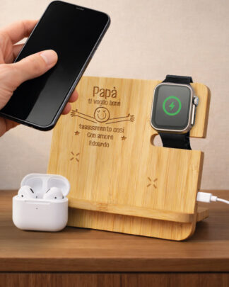 Regalo Personalizzato Caricabatterie Bamboo Grande Festa Papa 16