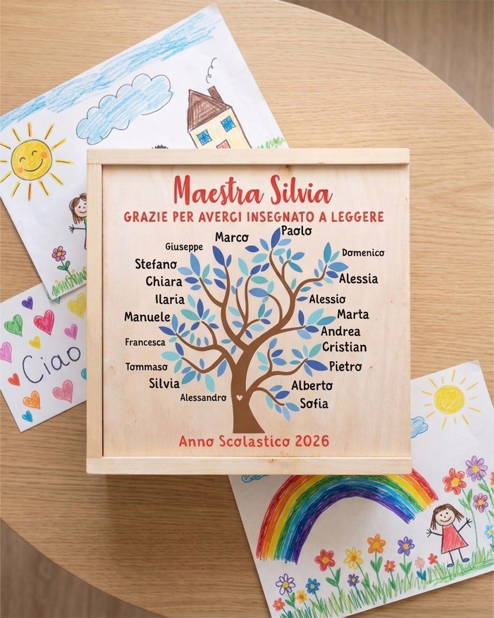 scatola ricordi maestra albero della vita personalizzata idea regalo fine anno scolastico