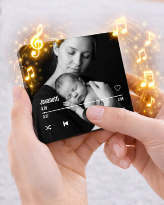 Calamita Magnete Musicale da Frigorifero, Personalizzata con Registrazione o Musica e Foto – Idea Regalo Festa della Mamma, Compleanno