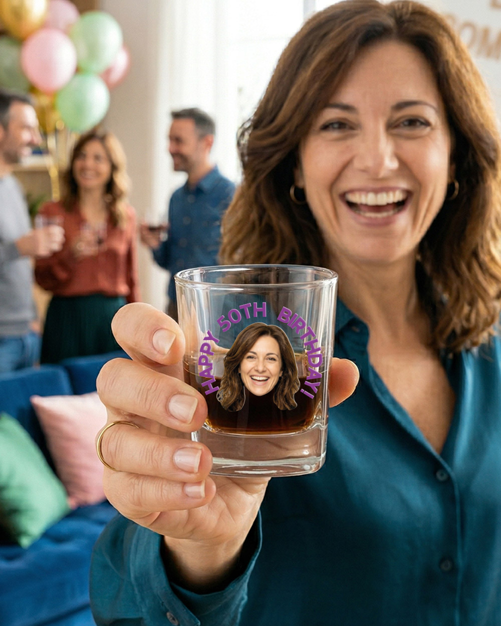 bicchierino da shot personalizzato con foto volto e frase idea regalo donna compleanno