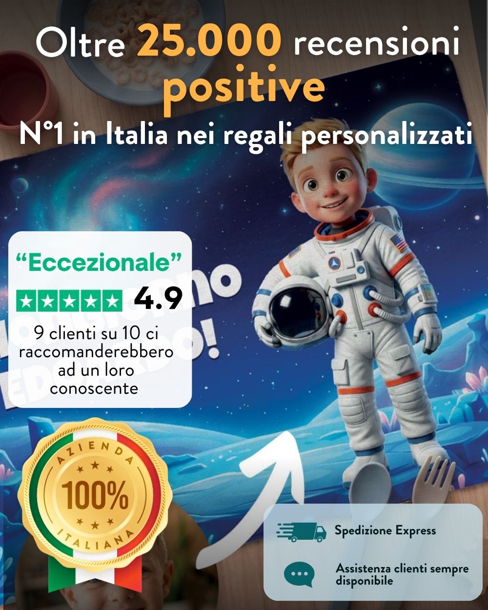 Tovaglietta Personalizzata Supereroe con Foto Cartone Animato 3D del Tuo Bambino – Idea Regalo Scuola Compleanno Bambino - immagine 5
