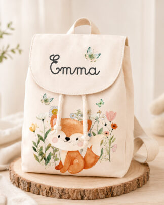 Zainetto per Scuola e Asilo Personalizzato con Nome e Illustrazione Animaletti del Bosco – Idea Zaino Scuola per Bambini, Back to School