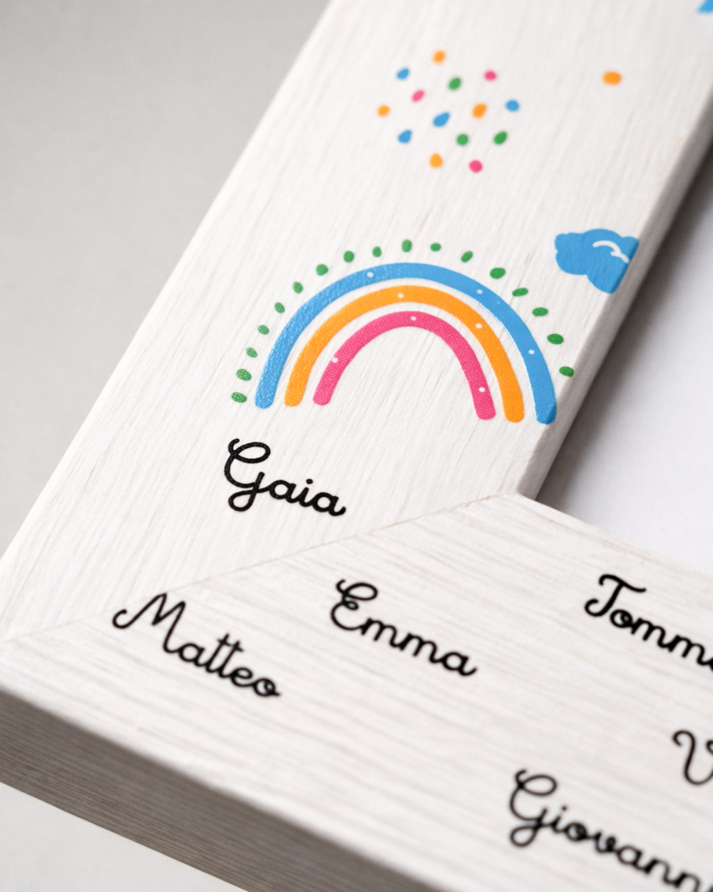 Cornice maestra personalizzata legno decori arcobaleno cuori regalo fine anno scuola