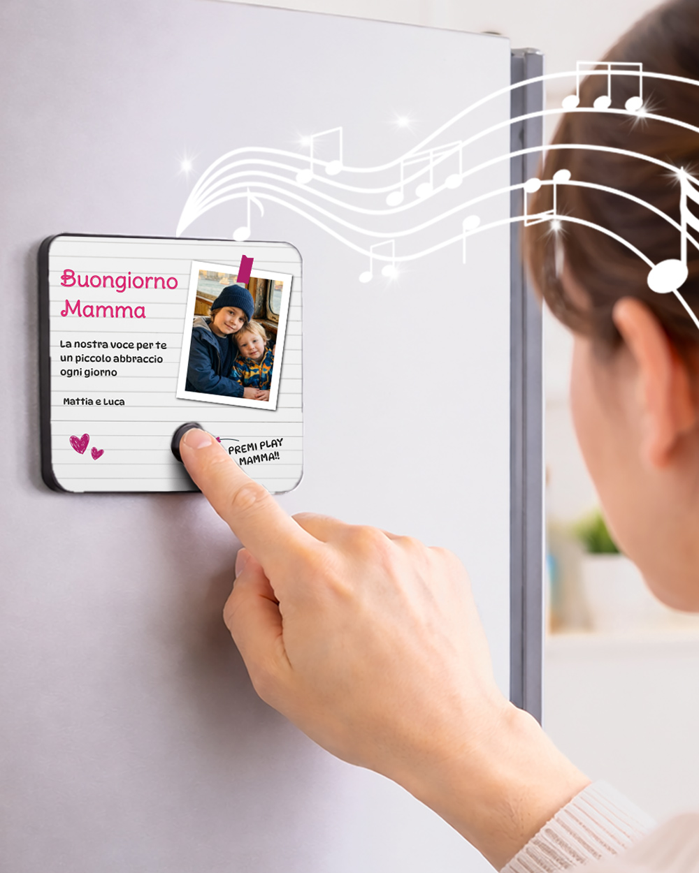 magnete musicale mamma righe quaderno personalizzato foto dedica nome