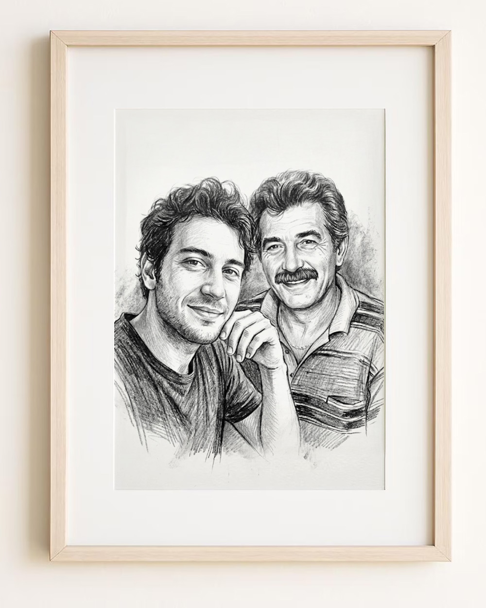 illustrazione digitale coppia effetto matita padre figlio personalizzato da foto