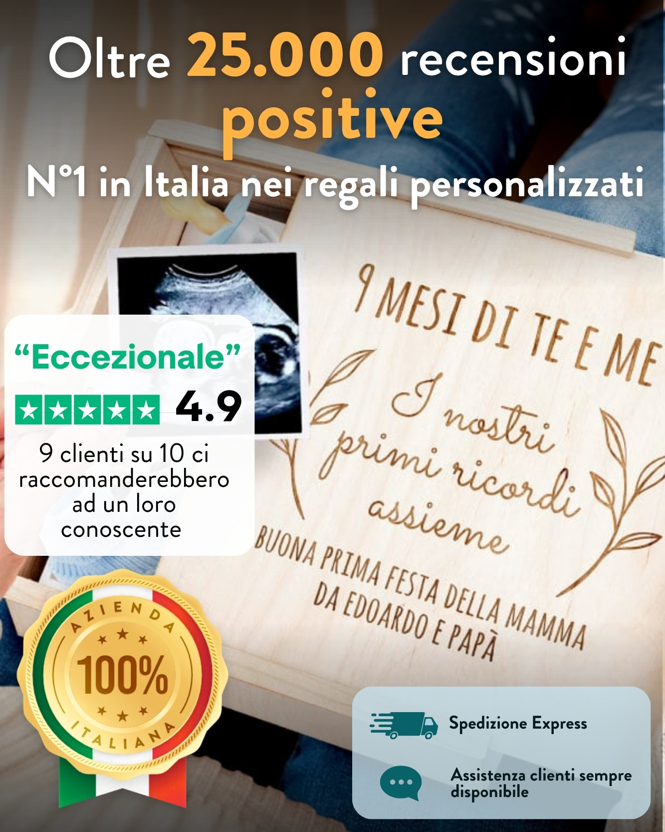 Scatola dei Ricordi Memory Box per Mamma "I Nostri Primi Ricordi Assieme" Personalizzabile con Dedica - Idea Regalo per Festa della Mamma, Compleanno, Neo Mamma, Prima Gravidanza - immagine 13
