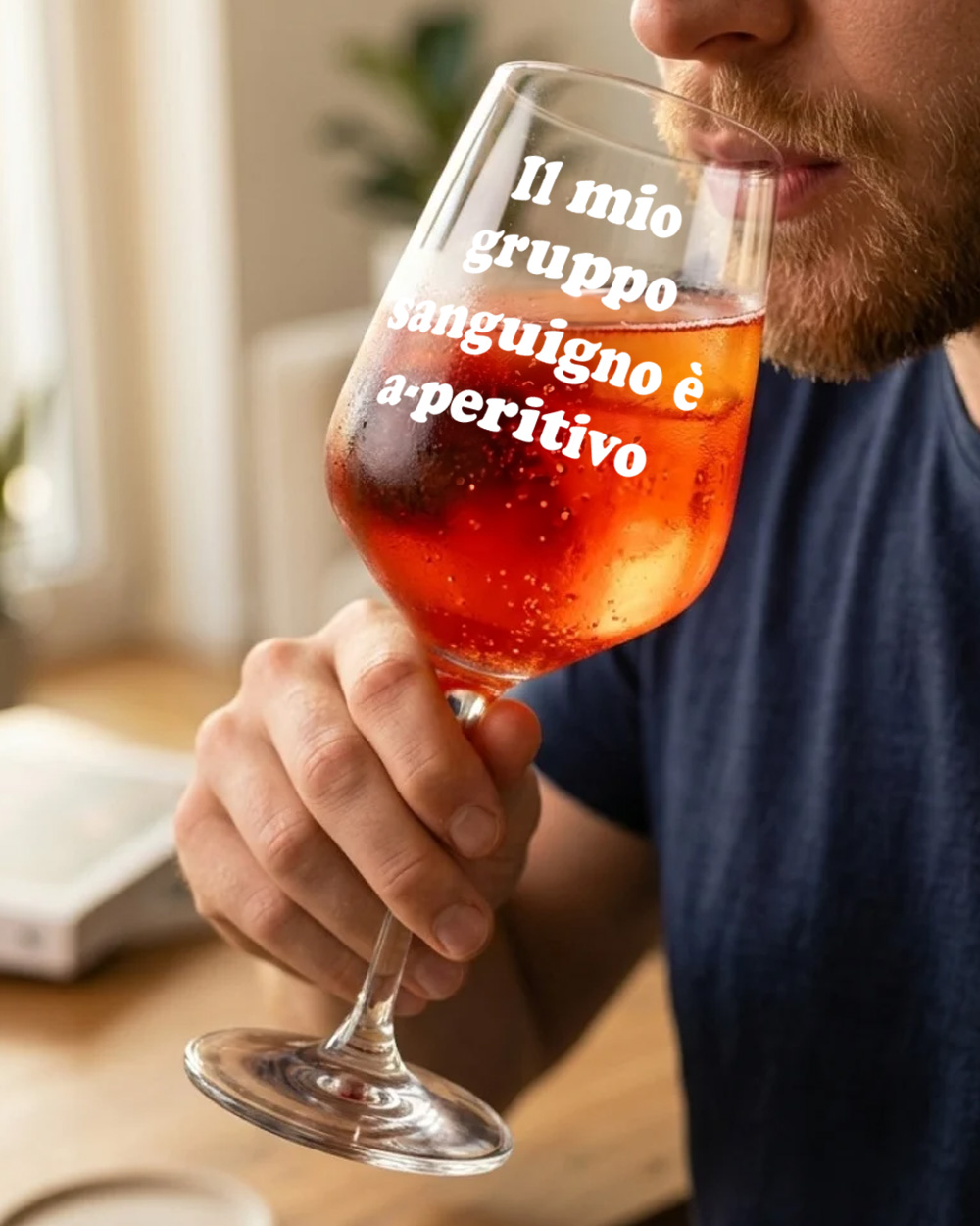 Bicchiere da spritz personalizzato con frase divertente Il mio gruppo sanguigno è A-peritivo - idea regalo compleanno