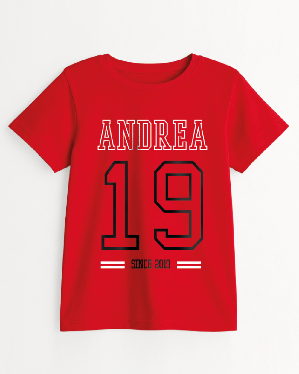 Maglietta personalizzata bambino con nome e anno di nascita stile sport - idea regalo compleanno