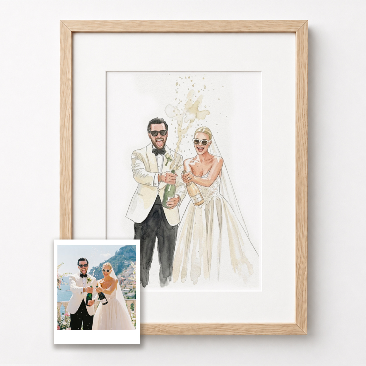 Ritratto personalizzato di coppia in stile acquerello, idea regalo di San Valentino e anniversario