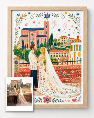 ritratto-matrimonio-pop-colori-illustrazionee