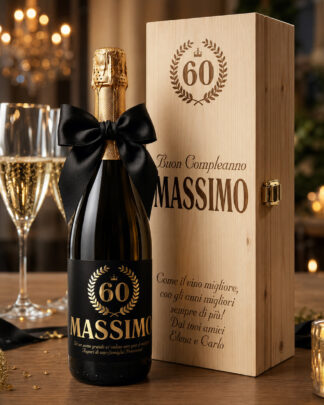 Bottiglia di Vino Personalizzata per Compleanno Lamina Oro Idea Regalo 50 anni 60 anni 70 anni ...
