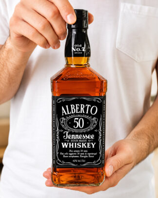 Bottiglia di Whiskey Jack Daniel's Personalizzata con Età e Nome - Idea Regalo Compleanno 50 Anni Uomo