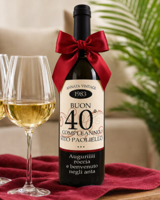 Bottiglia "Annata Vintage" Personalizzata con Anni, Nome e Dedica- Idea Regalo Compleanno