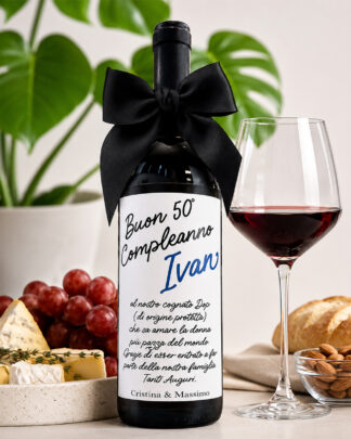 Bottiglia di Vino Personalizzata con Nome e Dedica - Idea Regalo per Compleanno Uomo