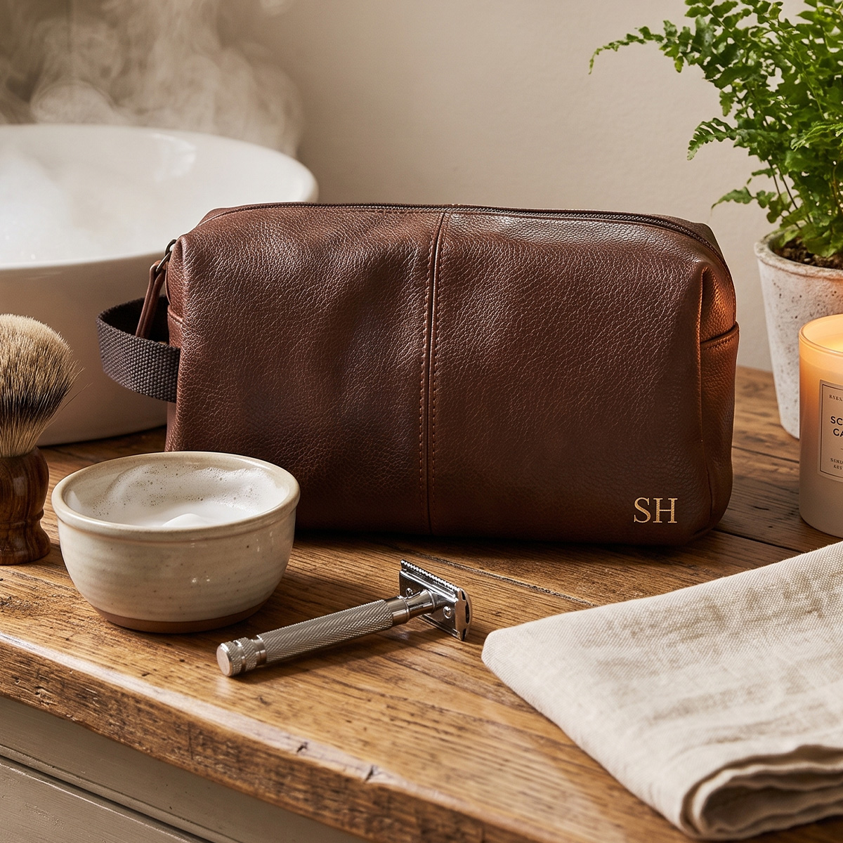Idea regalo uomo compleanno trousse personalizzata con iniziali ecopelle