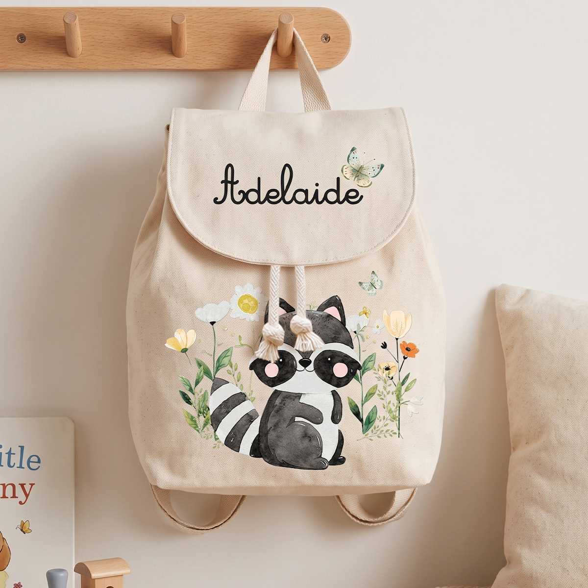 Zainetto asilo personalizzato con nome e animaletti del bosco per bambini
