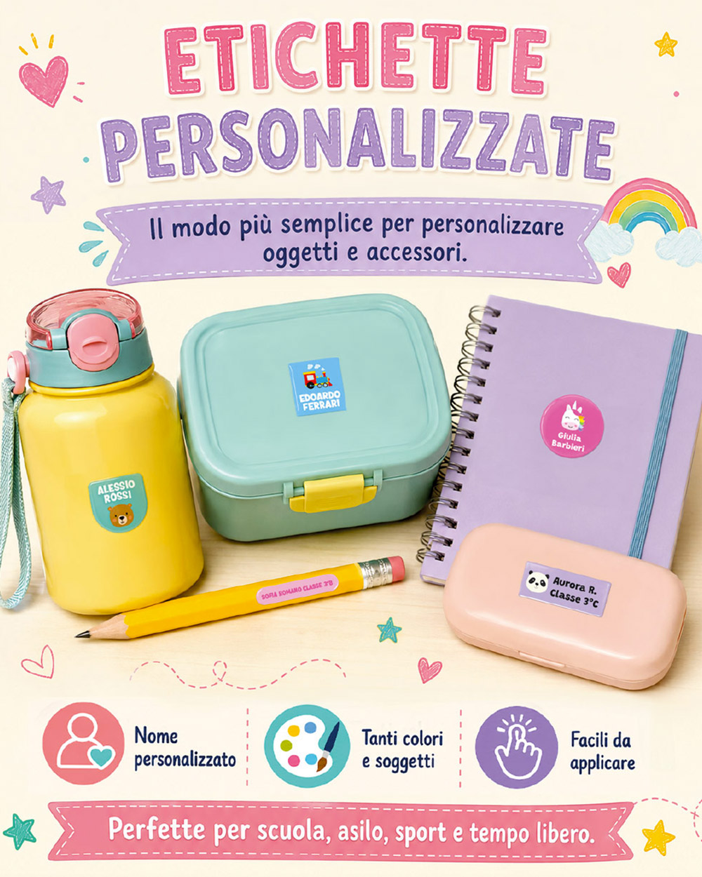 etichette-uv-dtf-scuola-personalizzare-materiale-scolastico-bambini-asilo-primaria-infanzia-nido