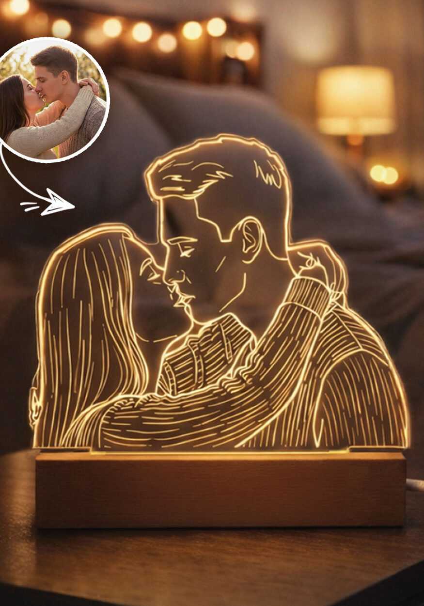 Lampada led illustrazione lineart regalo san valentino anniversario 1