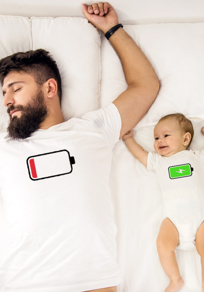 t-shirt-papà-figlio-batteria-scarica-carica