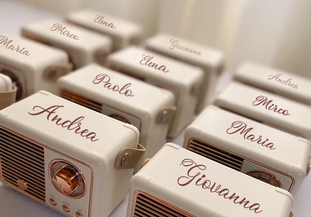 Altoparlanti Bluetooth Musica Regalo Personalizzato Nome Rose Gold Bianco 2