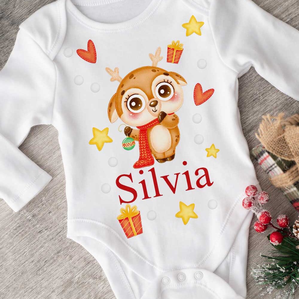 Body Bambino Neonato Animali Natalizi Nome 01
