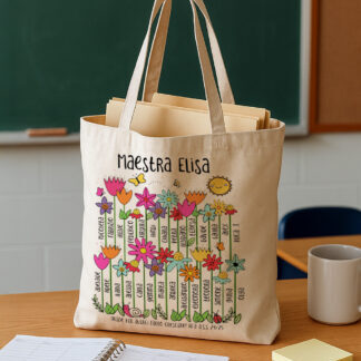 Borsa Personalizzata Maestra Fiori Nomi Bambini Laboratorio Stampa324