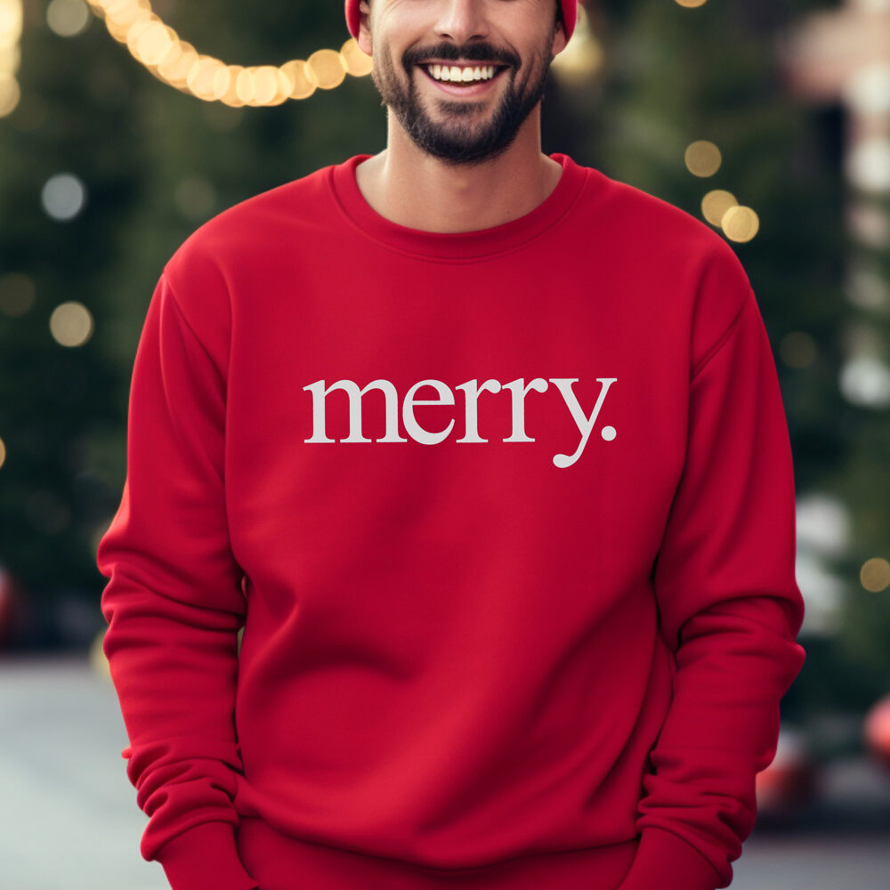 Maglietta Felpa Natalizia Uomo Rossa Merry0