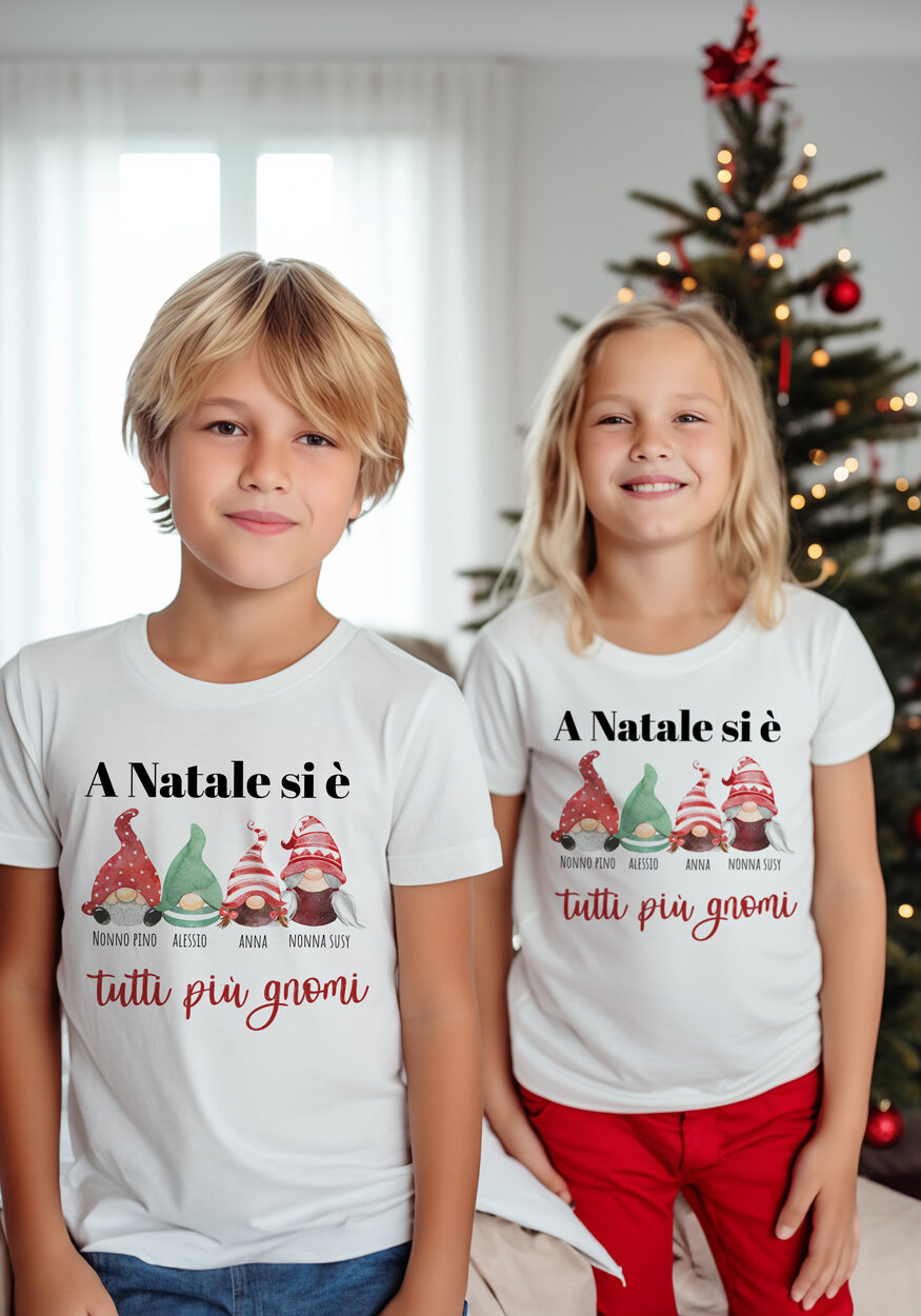 Maglietta Natalizia Bambino Gnomi Famiglia