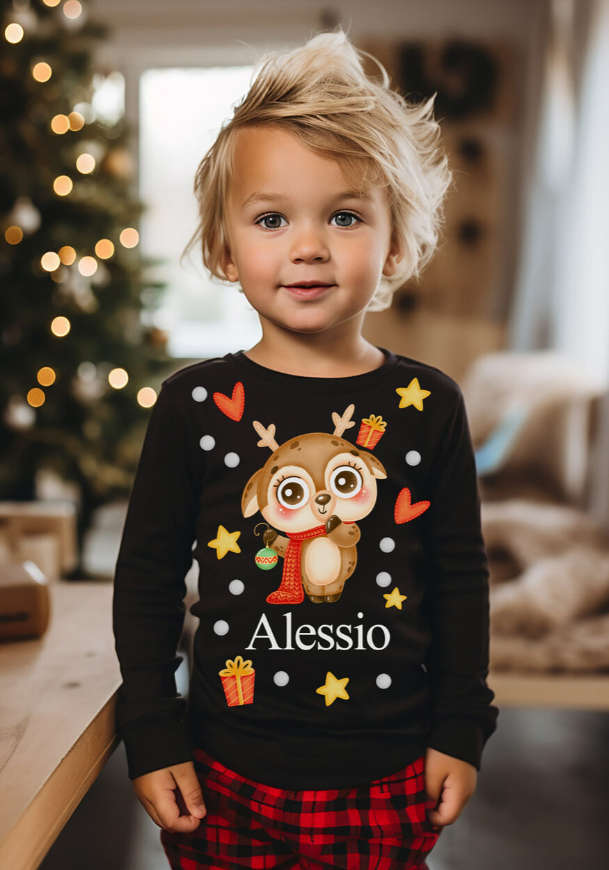 Maglietta Pigiamino Bambino Natale Renna