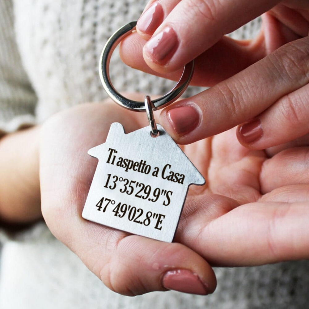 Portachiavi Casa Acciaio Inciso